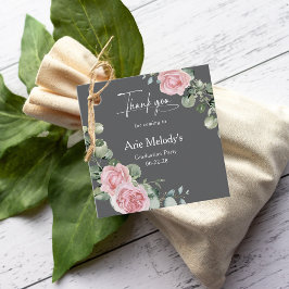 Modern Pink Roses Script Graduation フェイバータグ