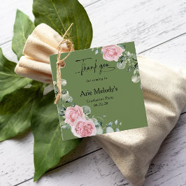 Modern Pink Roses Script Graduation フェイバータグ