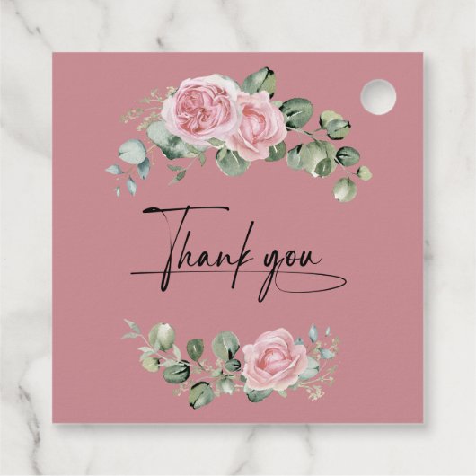 Modern Pink Roses Script Graduation フェイバータグ (裏面)