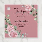 Modern Pink Roses Script Graduation フェイバータグ (正面)