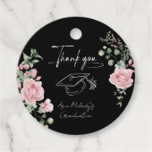 Modern Pink Roses Script Graduation フェイバータグ (正面)
