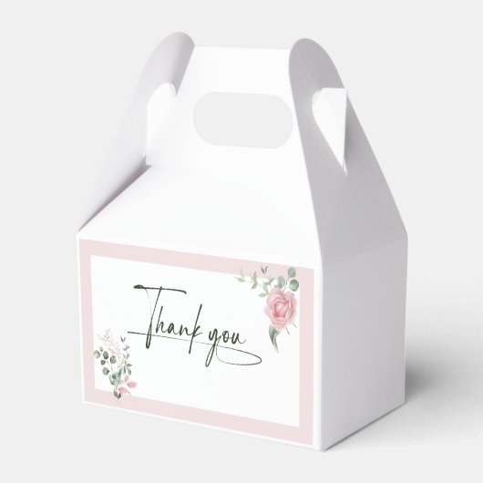 Modern Pink Roses Script Graduation フェイバーボックス (裏面サイド)