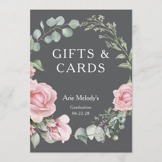 Modern Pink Roses Script Graduation Gifts & Cards (正面)