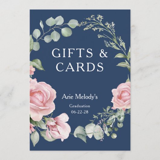 Modern Pink Roses Script Graduation Gifts & Cards (正面)