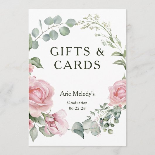 Modern Pink Roses Script Graduation Gifts & Cards (正面)