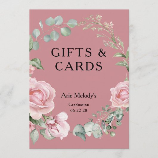 Modern Pink Roses Script Graduation Gifts & Cards (正面)