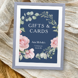 Modern Pink Roses Script Graduation Gifts & Cards