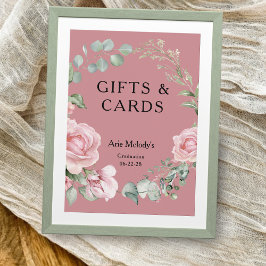 Modern Pink Roses Script Graduation Gifts & Cards