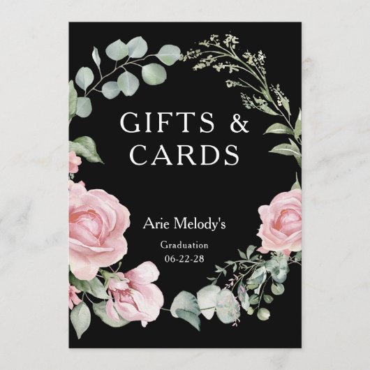 Modern Pink Roses Script Graduation Gifts & Cards (正面)