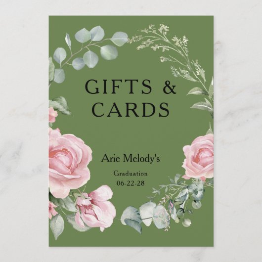 Modern Pink Roses Script Graduation Gifts & Cards (正面)