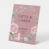 Modern Pink Roses Script Graduation Gifts & Cards 台座サイン (正面)