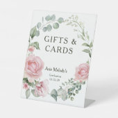 Modern Pink Roses Script Graduation Gifts & Cards 台座サイン (正面)