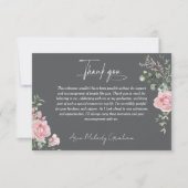 Modern Pink Roses Script Graduation Photo サンキューカード (正面)