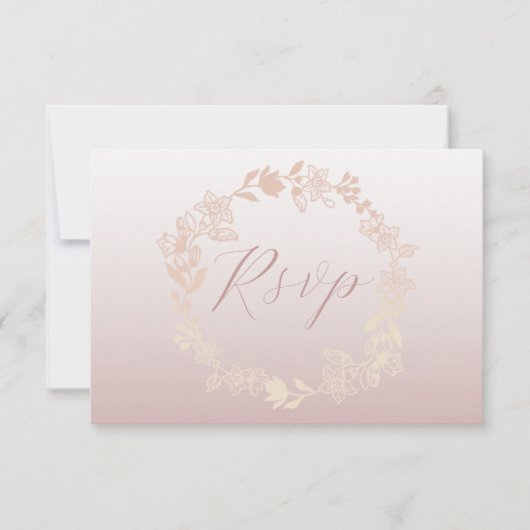 Modern Pink RSVP Calligraphy Wedding Card (正面)