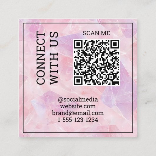 Modern Pink Scannable QR Code Digital Social Media スクエア名刺 (裏面)