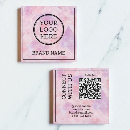 Modern Pink Scannable QR Code Digital Social Media スクエア名刺