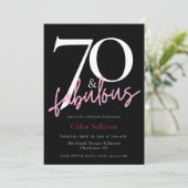 Modern Pink Script 70 Fabulous Milestone Birthday 招待状 (スタンド正面)