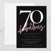 Modern Pink Script 70 Fabulous Milestone Birthday 招待状 (正面/裏面)