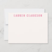 Modern Pink Shadow Name Personalized Note Card 案内状 (正面)