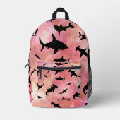 Modern pink shark gradient space galaxy girls プリントバックパック (正面)