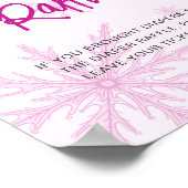 Modern Pink Snowflakes Baby Shower Diaper Raffle ポスター (角)