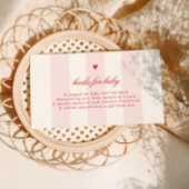 Modern Pink Stripe Heart Valentine Baby Shower エンクロージャーカード