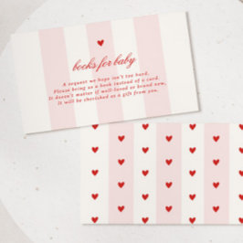 Modern Pink Stripe Heart Valentine Baby Shower エンクロージャーカード