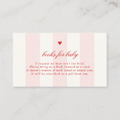 Modern Pink Stripe Heart Valentine Baby Shower エンクロージャーカード (正面)