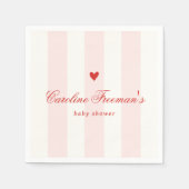 Modern Pink Stripe Heart Valentine Baby Shower スタンダードカクテルナプキン (正面)