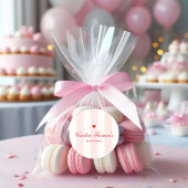 Modern Pink Stripe Heart Valentine Baby Shower ラウンドシール