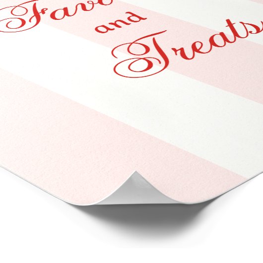 Modern Pink Stripe Heart Valentine Favors ポスター (角)