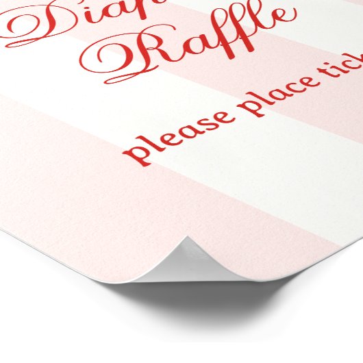 Modern Pink Stripe Heart Valentine Raffle ポスター (角)