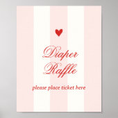 Modern Pink Stripe Heart Valentine Raffle ポスター (正面)