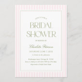 Modern Pink Striped Bridal Shower 招待状 (正面)