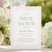 Modern Pink Striped Bridal Shower 招待状
