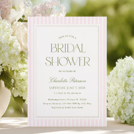 Modern Pink Striped Bridal Shower 招待状