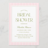 Modern Pink Striped Bridal Shower 招待状 (正面)