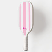Modern Pink Stripes Custom Name Pickleball Paddle ピックルボールラケット (左)