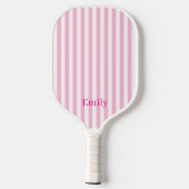 Modern Pink Stripes Custom Name Pickleball Paddle ピックルボールラケット (裏面)