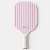 Modern Pink Stripes Custom Name Pickleball Paddle ピックルボールラケット (正面)