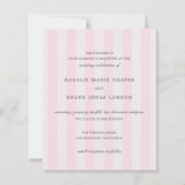 Modern Pink Stripes Elegant Budget Wedding Invite (正面)