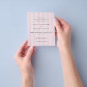 Modern Pink Stripes Elegant Budget Wedding Invite チラシ (手)