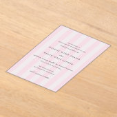 Modern Pink Stripes Elegant Wedding アクリル招待状 (レイダウン)