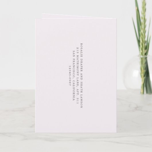 Modern Pink Stripes Elegant Wedding 招待状 (裏面)