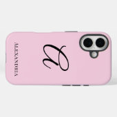 Modern Pink Stylish Personalized Name Initial Case-Mate iPhoneケース (裏面 (横))