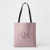 Modern Pink Taupe Monogram Glitter Detail トートバッグ (正面)