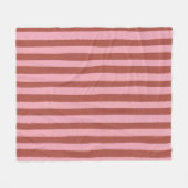 Modern Pink & Terracotta Vertical Stripes Pattern フリースブランケット (正面(横))