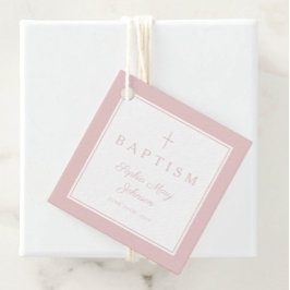 Modern Pink Thank You Girl Baptism フェイバータグ