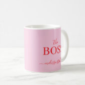 Modern Pink The Boss Name | Girly Gift コーヒーマグカップ (正面右)