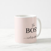Modern Pink The Boss Name | Girly Gift コーヒーマグカップ (正面右)